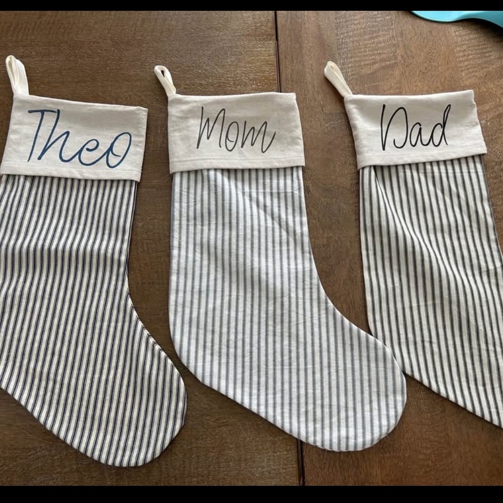 Striped Christmas Stocking - Mom